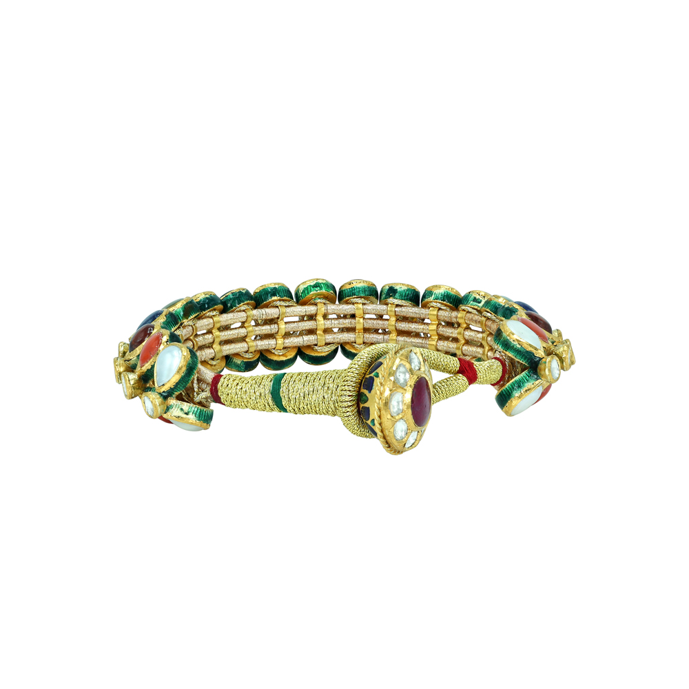 Navratna Gemstone Bracelet with Adjustable Tie